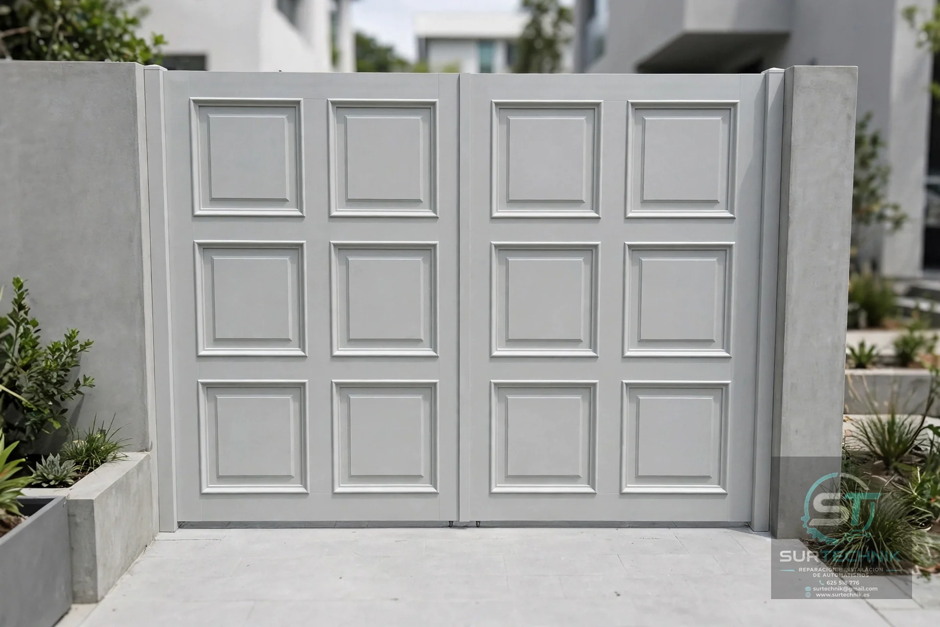 Puerta batiente gris clara de cuarterones estilo clásico - Surtechnik