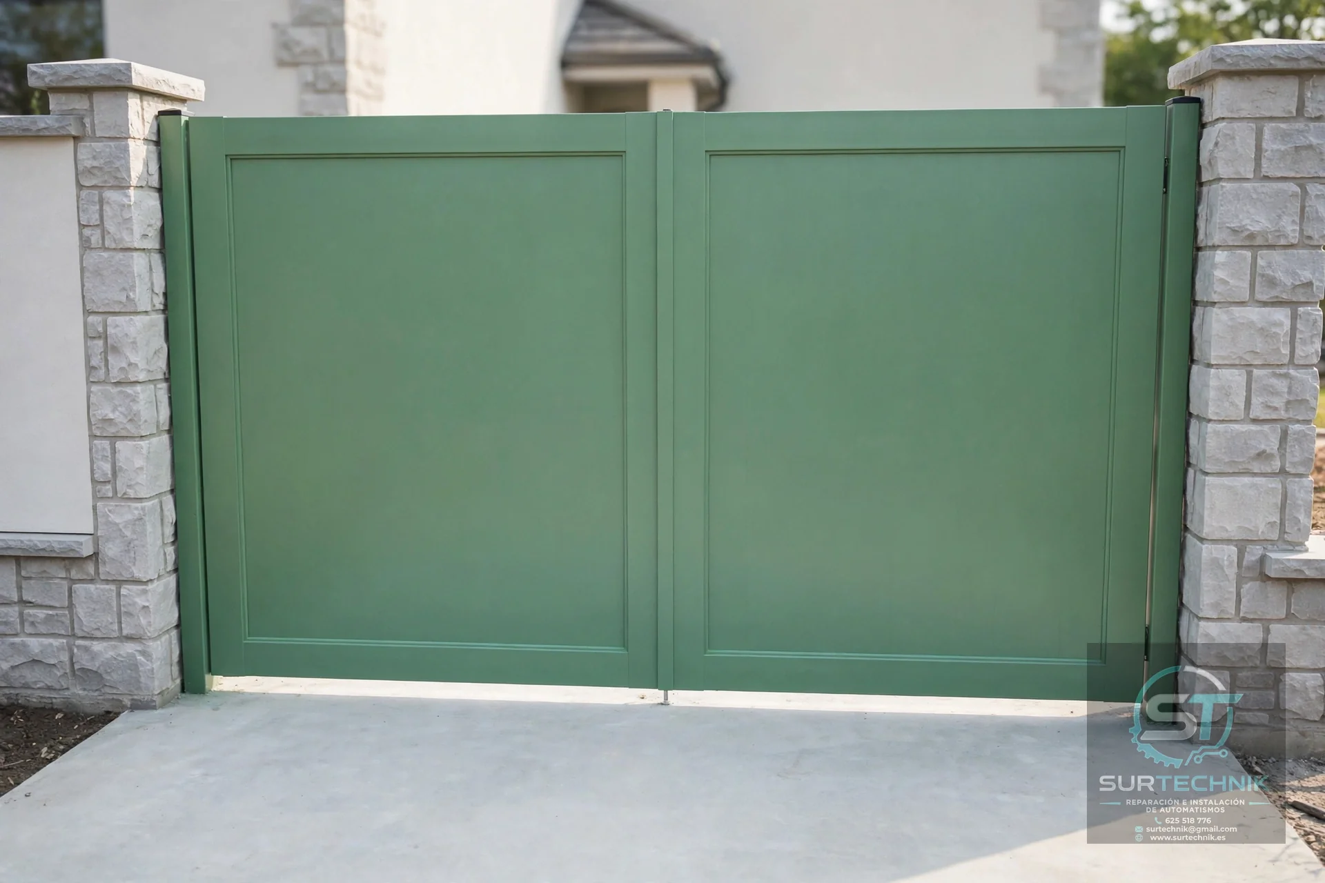 Puerta batiente doble verde lisa - Surtechnik
